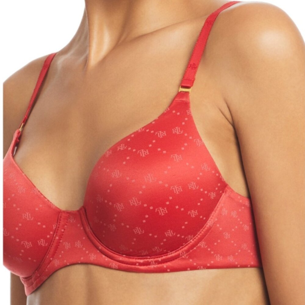 Lauren Ralph Lauren Comfort  Repeat-Logo Underwire T-shirt Bra Size 38C 7240